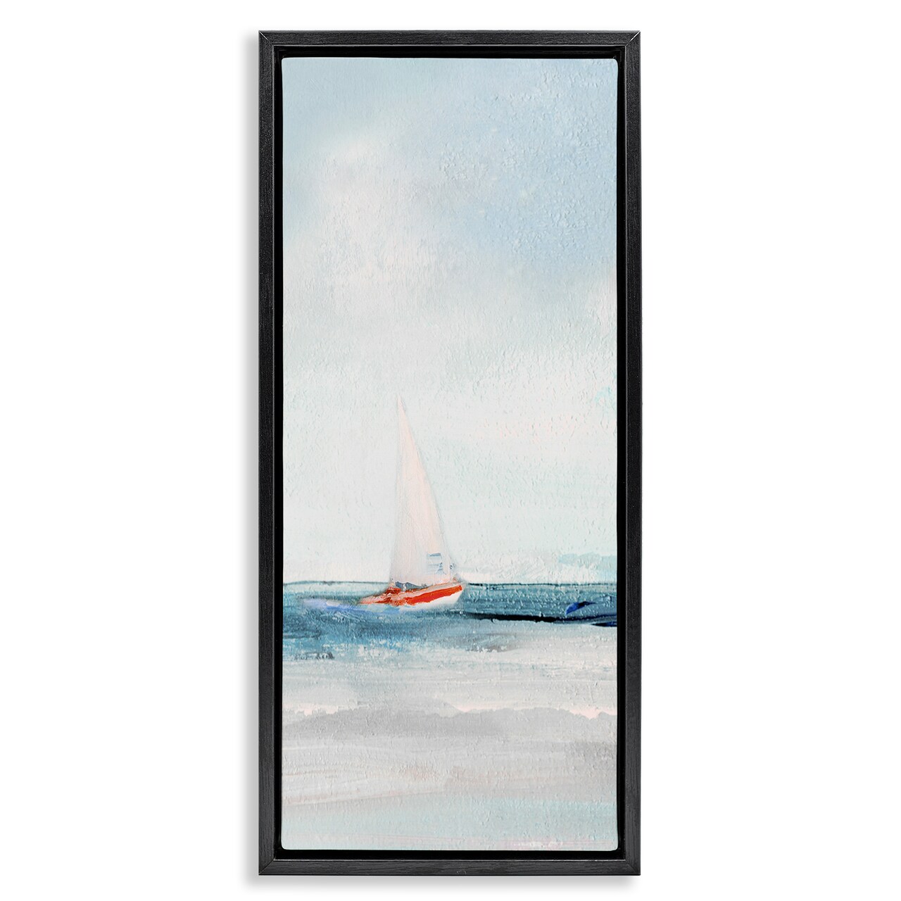 Stupell Industries Sailboat in Distance Floater Framed Canvas Wall Art Design by Sally Swatland